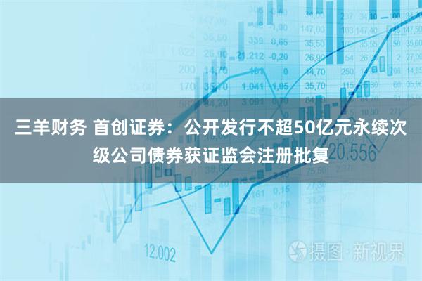 三羊财务 首创证券：公开发行不超50亿元永续次级公司债券获证监会注册批复